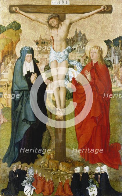 The Crucifixion with Donor Portraits of Wigand Märkel and His Family, c1503-1505. Creator: Frankfurt Master c1500Hans Kaldenbach workshop ?.