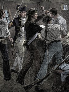 Mutiny of the crew of the 'Bounty', 1789 (late 19th century). Artist: Unknown.