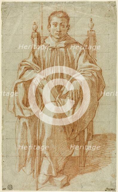 Seated Youth Wearing a Monk's Habit: Study for Saint Benedict, 1590. Creator: Bartolomeo Cesi.