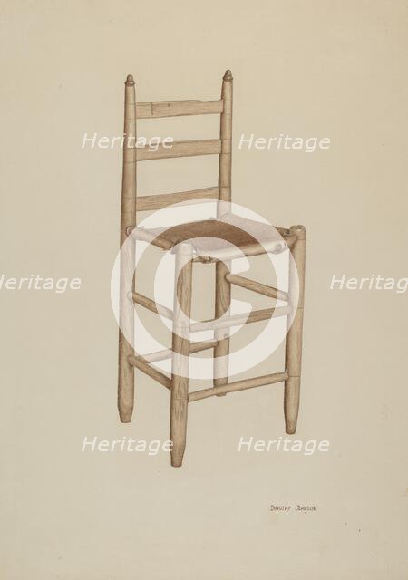 Hide-bottom High-seat Chair, c. 1939. Creator: Dorothy Johnson.