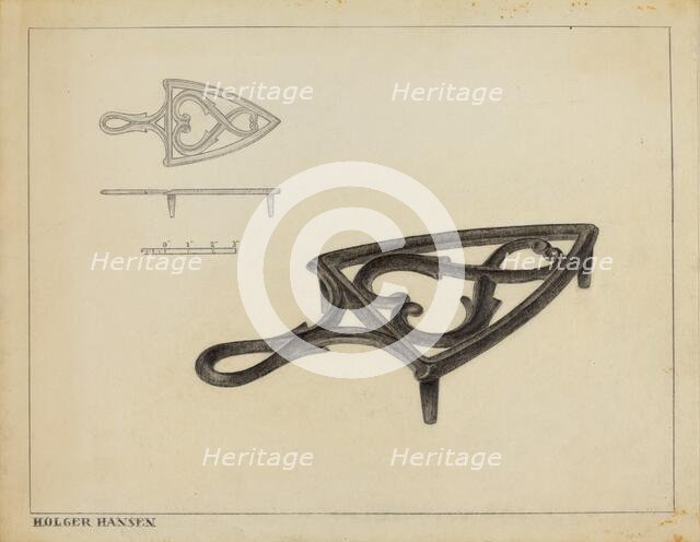 Flat Iron Holder, c. 1937. Creator: Holger Hansen.