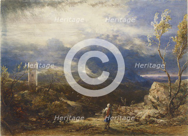 Christian Descending into the Valley of Humiliation (from 'The Pilgrim's Progress'), 1848. Artist: Samuel Palmer.