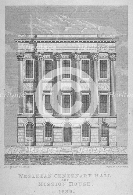 View of the Wesleyan Centenary Hall and Mission House, Bishopsgate, City of London, 1839. Artist: WW Pocock