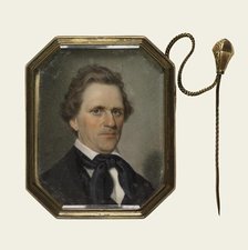 Brooch with Portrait Miniature of a Man, 1840-1849. Creator: Unknown.