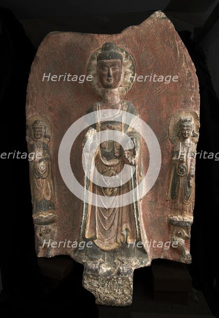 Buddhist tablet: the Buddha Gautama Sakyamuni (Shih-chia)..., Period of Division, 386-535. Creator: Unknown.