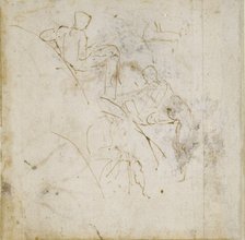 Four Figure Studies, c1490-1560. Artist: Michelangelo Buonarroti.