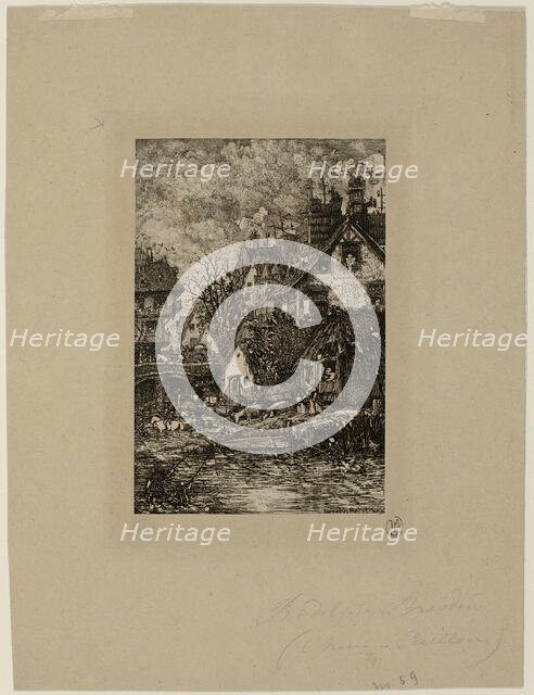 Entering a Village, from Revue Fantaisiste, 1861. Creator: Rodolphe Bresdin.