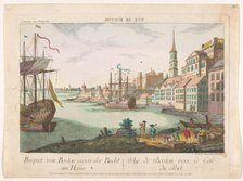View of the harbour in Boston, 1755-1779. Creator: Franz Xavier Habermann.