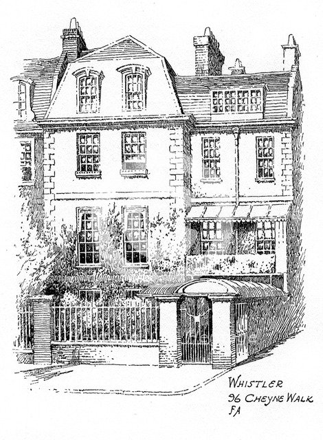 Whistler's house, 96 Cheyne Walk, Chelsea, London, 1912. Artist: Frederick Adcock