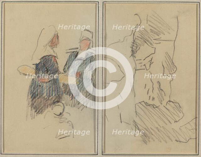 Two Breton Women; Landscape [recto], 1884-1888. Creator: Paul Gauguin.