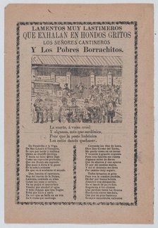 Broadsheet relating to men who frequent bars, different groups of men walking in the s..., ca. 1903. Creator: José Guadalupe Posada.