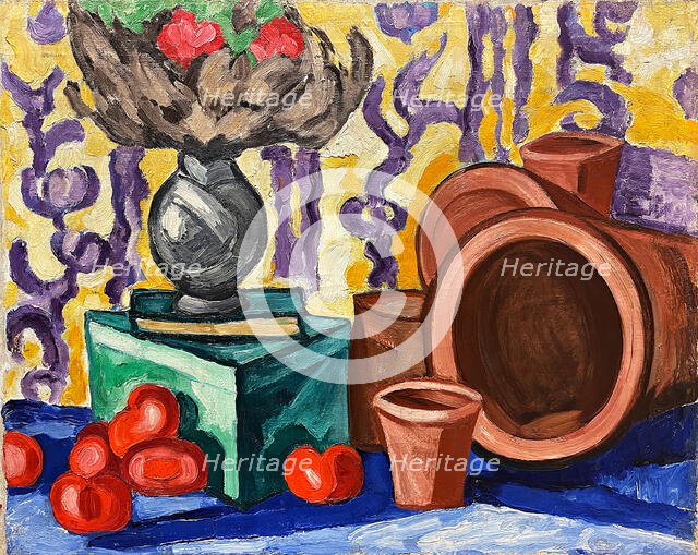 Still life with tomatoes, 1910-1911. Creator: Rozanova, Olga Vladimirovna (1886-1918).