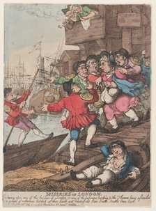 Miseries of London: Entering upon any of the bridges of London or any of the pass..., July 14, 1807. Creator: Thomas Rowlandson.