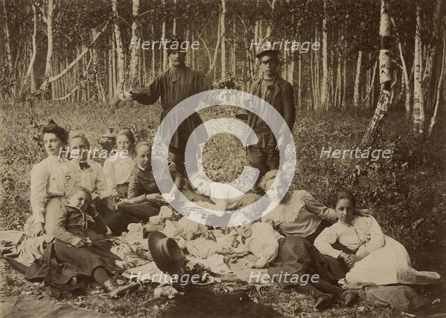 A group of pupils and teachers of the Krasnoyarsk Women's Gymnasium on a summer walk...1890. Creator: Unknown.