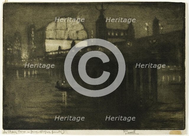 Charing Cross at Night, 1896. Creator: Joseph J Pennell.