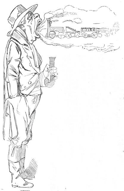John Bull, with open mouth, is ready to swallow any quantity of Railroad, 1845. Creator: Alfred Crowquill.