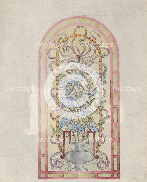 Stained Glass Design with Flowering Vase, late 19th century. Creator: E. E. Q..