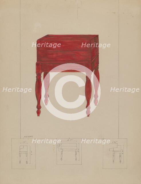 Writing Desk and Table, 1935/1942. Creator: Henry Meyers.