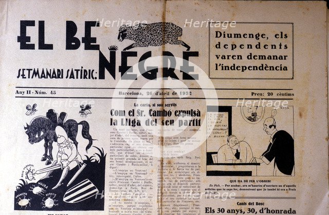 Head of the weekly magazine 'El Be negre' (The Black sheep), 1932.