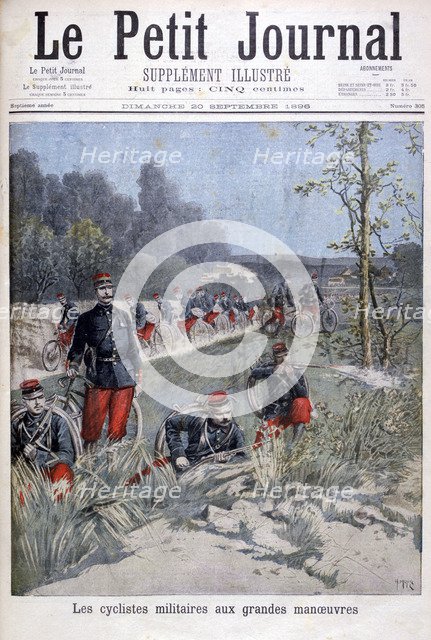 French bicycle corp on military maneuvers, 1896. Artist: Henri Meyer