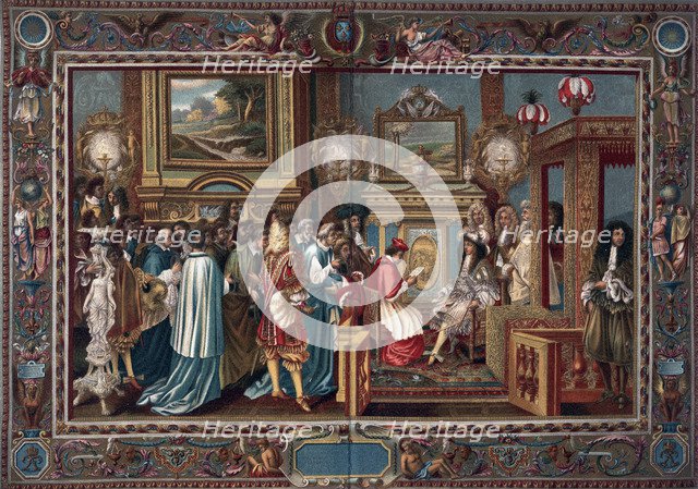 Louis XIV's audience to the Papal ambassador Sigismondo Chigi, 29 July 1664, (1903).Artist: Charles le Brun