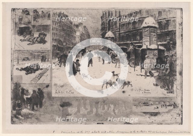 Winter in Paris, or Snow in Paris, 1879. Creator: Felix Hilaire Buhot.