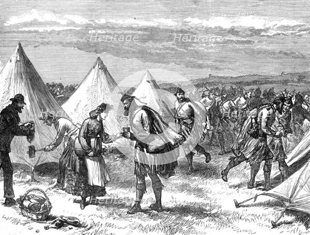 The Autumn Campaign: Arrival of Volunteers...the London Scottish breaking off to their tents, 1872. Creator: Unknown.