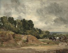 Sandbanks And A Cart And Horses On Hampstead Heath, c1820-25. Creator: John Constable.