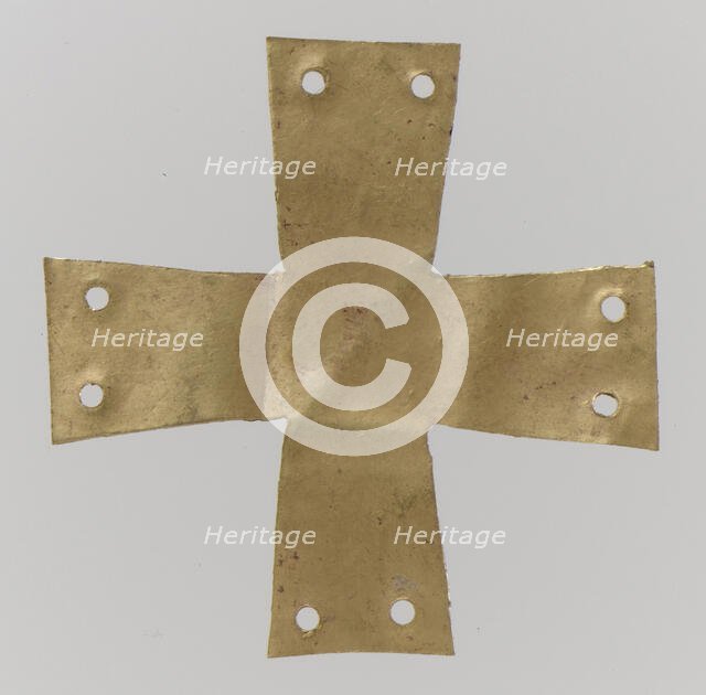 Gold Appliqué in the Form of a Cross, Langobardic, ca. 600. Creator: Unknown.