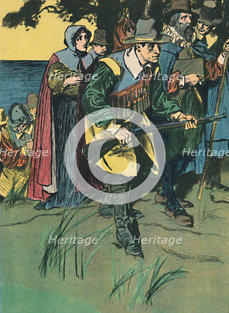 'The Pilgrim Fathers Entering The New World', c1907. Artist: Unknown.