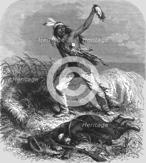 'The exultant Indians mutilate the dead body; Passage of the Great Canon of the Colorado', 1875. Creator: A. R Calhoun.