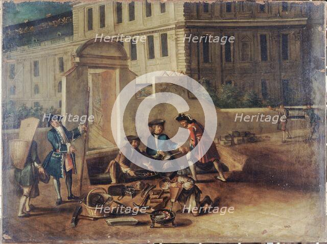 Plumbers and guards at the gate of Tuileries, around 1730. Creator: Unknown.