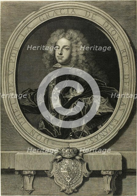 Portrait of Philippe V, King of Spain, 1702. Creator: Pierre Drevet.