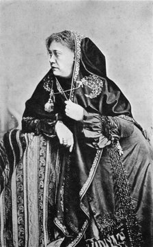 Helena Petrovna Blavatsky, Russian-born American theosophist, 1875. Artist: Unknown