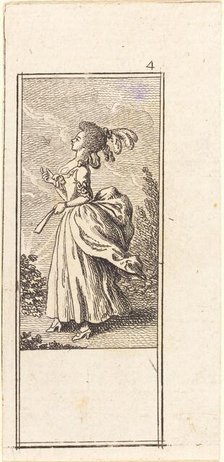 Girl with Fan, Facing Left, 1784. Creator: Daniel Nikolaus Chodowiecki.