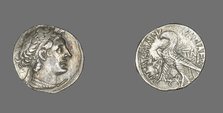 Tetradrachm (Coin) Portraying King Ptolemy I, Ptolemaic Period (53-52 BCE)..., (80-51 BCE). Creator: Unknown.