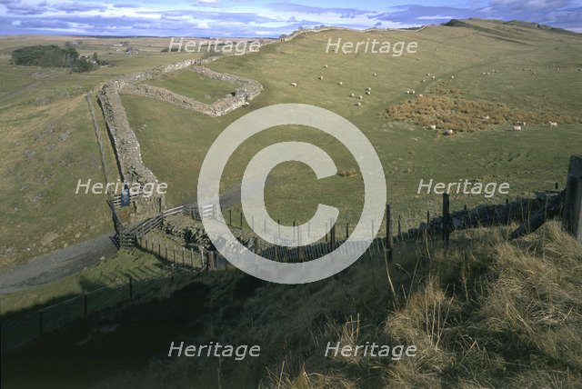Hadrian's Wall and Cawfields milecastle, Northumberland, 1996. Artist: J Richards