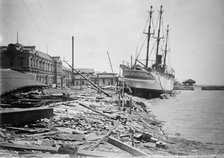 Meiji Maru ashore after typhoon in Japan, between c1910 and c1915. Creator: Bain News Service.