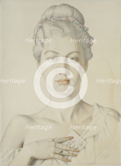 Imaginary Portrait of Cécile de Volanges in Choderlos de Laclos's 'Liaisons dangereuses', 1934. Artist: Konstantin Somov.