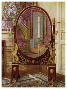 Oval mirror and bed of Napoleon I, 1911-1912.Artist: Edwin Foley