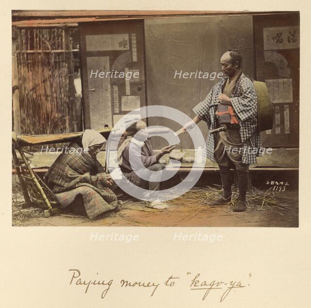 Paying money to kago-ya, about 1873-1883. Creator: Shinichi Suzuki I.