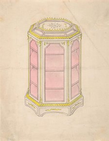 Design for an Octagonal Cabinet with Shelves and a Pink Interior, 19th century. Creator: Anon.