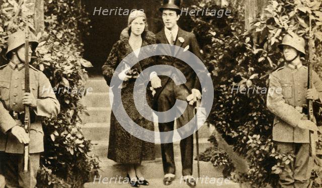 'Prince Gustav Adolf of Sweden and Princess Sybille of Coburg drew together at their wedding in Nove Creator: Unknown.