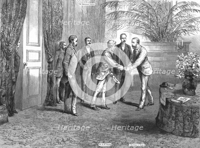 ''Mr. Stanley's Arrival at Cannes--Interview Between the Explorer and H.R.H. The Prince of Wales', 1 Creator: Unknown.