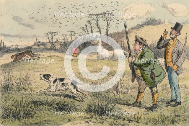 'Mr. Jogglebury Crowdey with his dog and his gun', c1860s. Creator: John Leech.