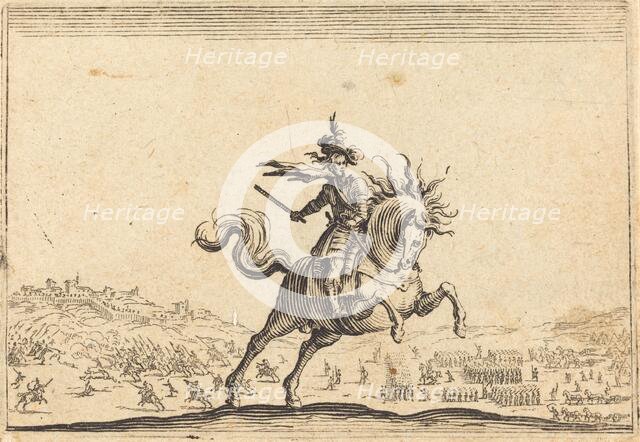 Military Commander on Horseback, c. 1622. Creator: Jacques Callot.