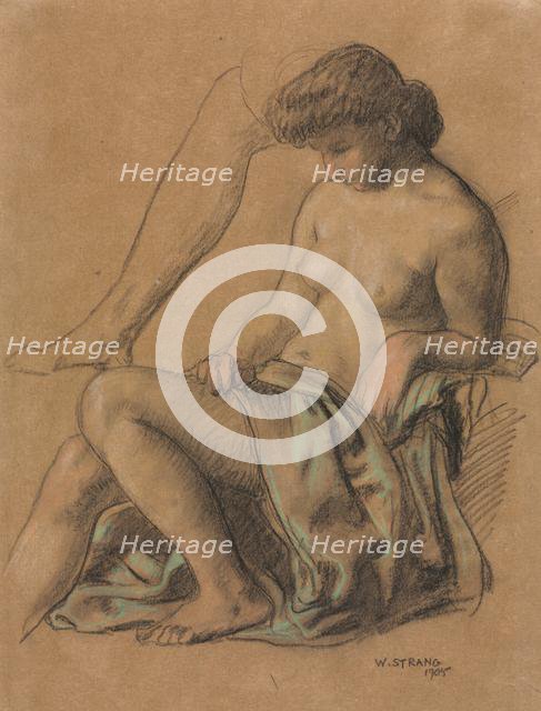 Draped Figure Seated, 1905. Creator: William Strang (British, 1859-1921).