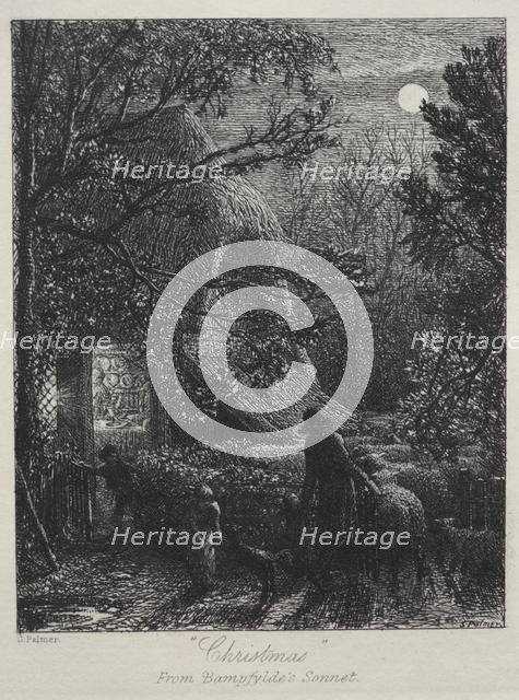 Christmas (Folding the Last Sheep), 1850. Creator: Samuel Palmer (British, 1805-1881).