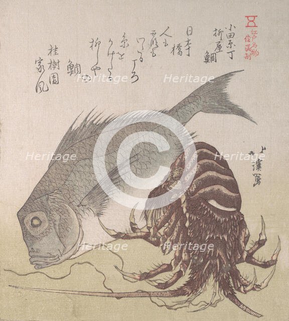 Tai Fish and Lobster; Specialities of Yanagiya in Odawara-cho, 19th century. Creator: Totoya Hokkei.