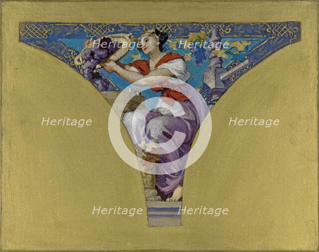 Esquisse pour la salle des Fêtes de l'Hôtel de Ville de Paris : La Bourgogne, 1891. Creator: François Emile Ehrmann.